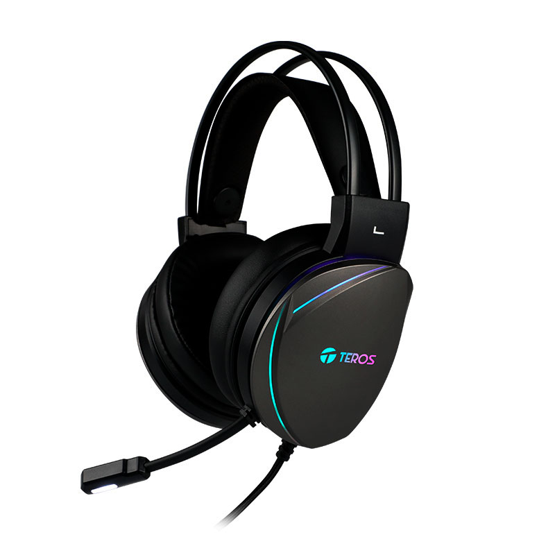 Audífono Gaming TEROS TE-8170N Estéreo 7.1, Micrófono, Conector USB, Negro, RGB.