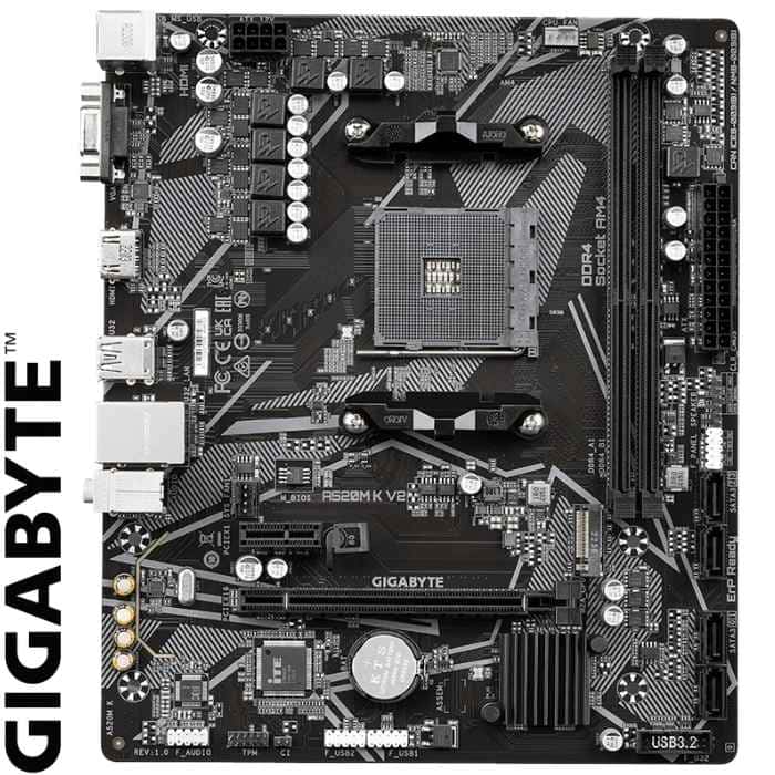 Placa Base Gigabyte A520M K V2 (rev 1.0) AM4, DDR4, LAN, VGA, HDMI. Micro ATX