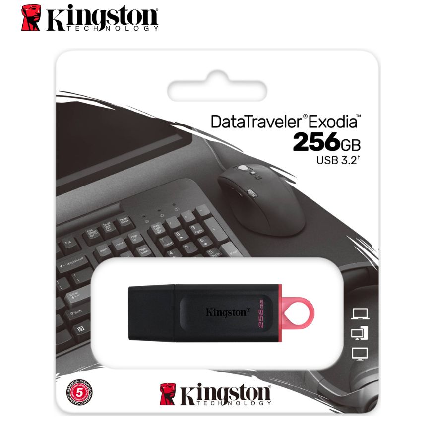 Memoria USB Kingston DataTraveler Exodia 256GB, USB 3.2 Gen 1, Rojo.