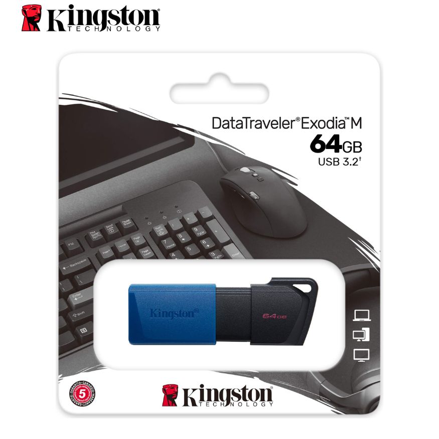 Memoria USB Kingston DataTraveler Exodia M, 64GB, USB 3.2 Gen 1, Azul