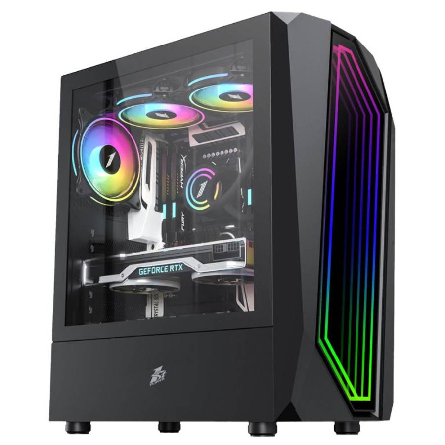 Case 1ST Player Rainbow IS6 Black, 03 Cooler RGB, Vidrio templado, Sin Fuente.