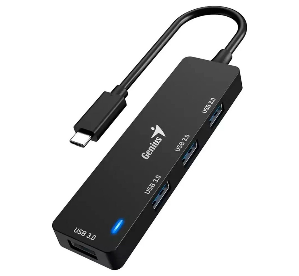 Hub USB-C Genius UH-400 4 USB-A 3.0 Black.