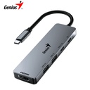 Hub USB-C Genius UH-500 2 USB-A 3.0 / 1 USB-C / 1 HDMI 4K Power Delivery 100W, Silver.