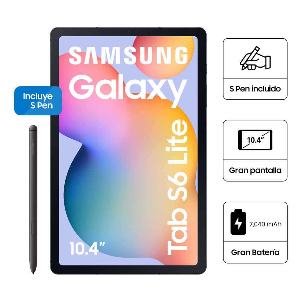 Tablet Samsung Galaxy Tab S6 Lite (2024) 10.4&quot; TFT LCD (IPS) 128GB, 4GB Ram, Gris Incluye S-Pen.