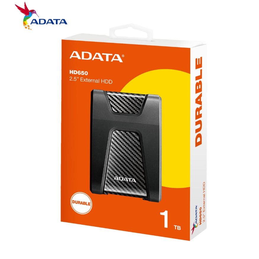 Disco Duro Externo Adata HD650 1TB, USB 3.2, Plug &amp; Play, Negro