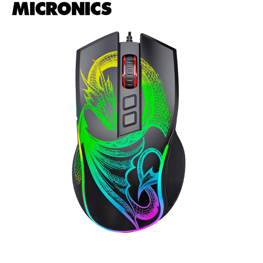 Mouse Gaming Micronics DRAGON, 1200DPI, RGB, 7 Botones.