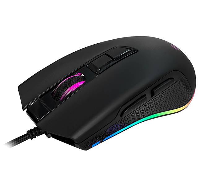 Mouse gamer TEROS TE-1211G, 7 botones, RGB, negro