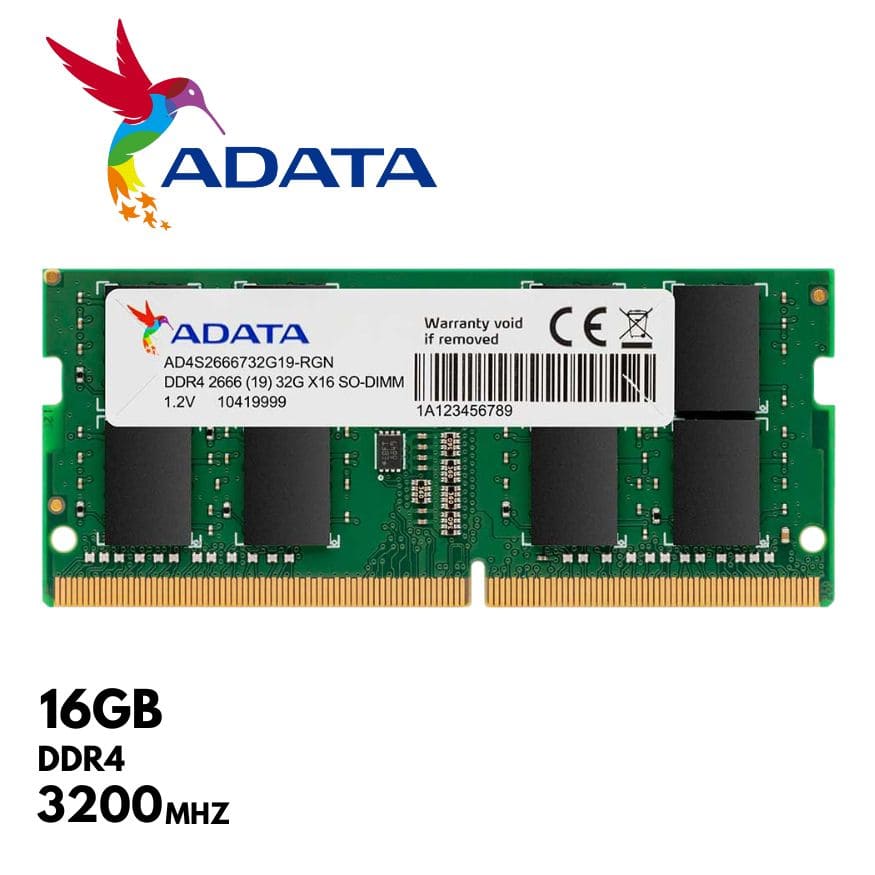 Memoria RAM Adata AD4S320016G22-SGN, 16GB, SODIMM, DDR4-3200MHz, CL22, 1.2V.