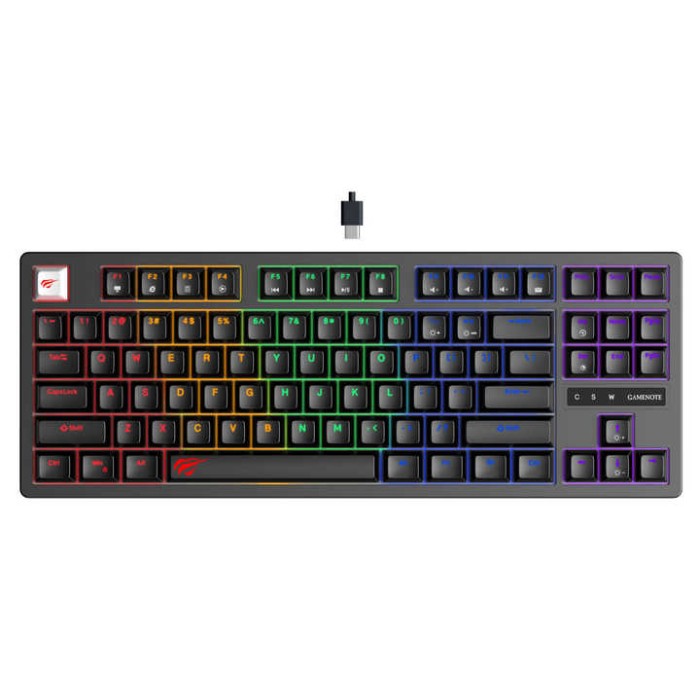 Teclado Mecánico Gaming Havit KB892L RGB Backlit, Switch Blue, US.