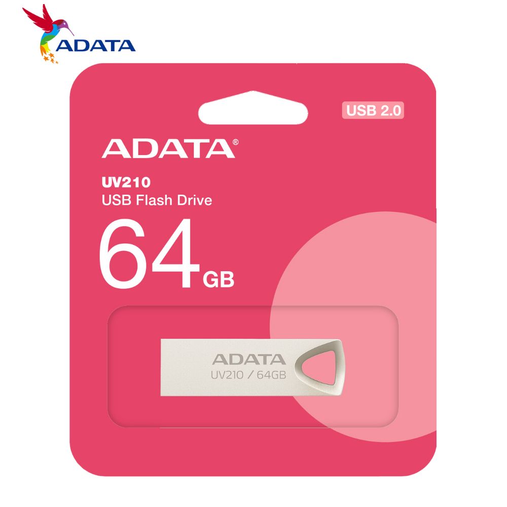 Memoria Flash USB Adata UV210 64Gb, USB 2.0, Metálico..