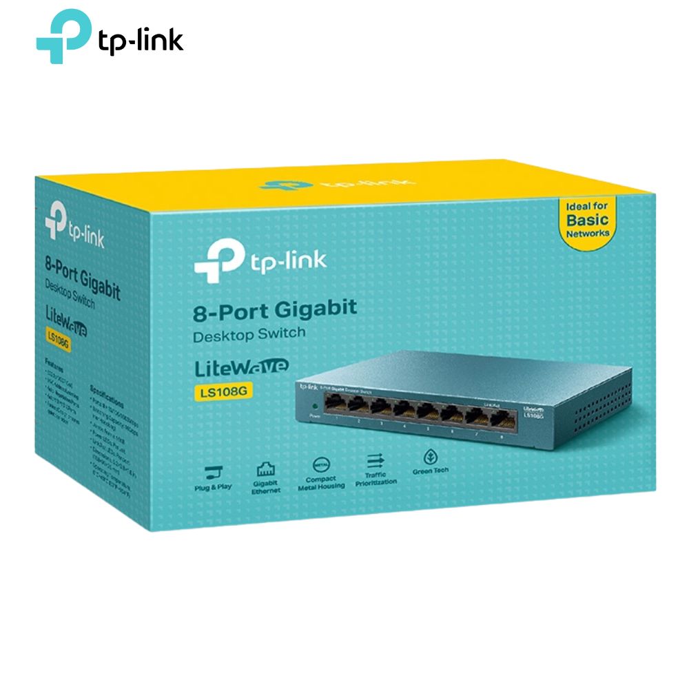 Switch Tp-Link LS108G, 8port Ethernet 10/100/1000 Mbps, Acero.