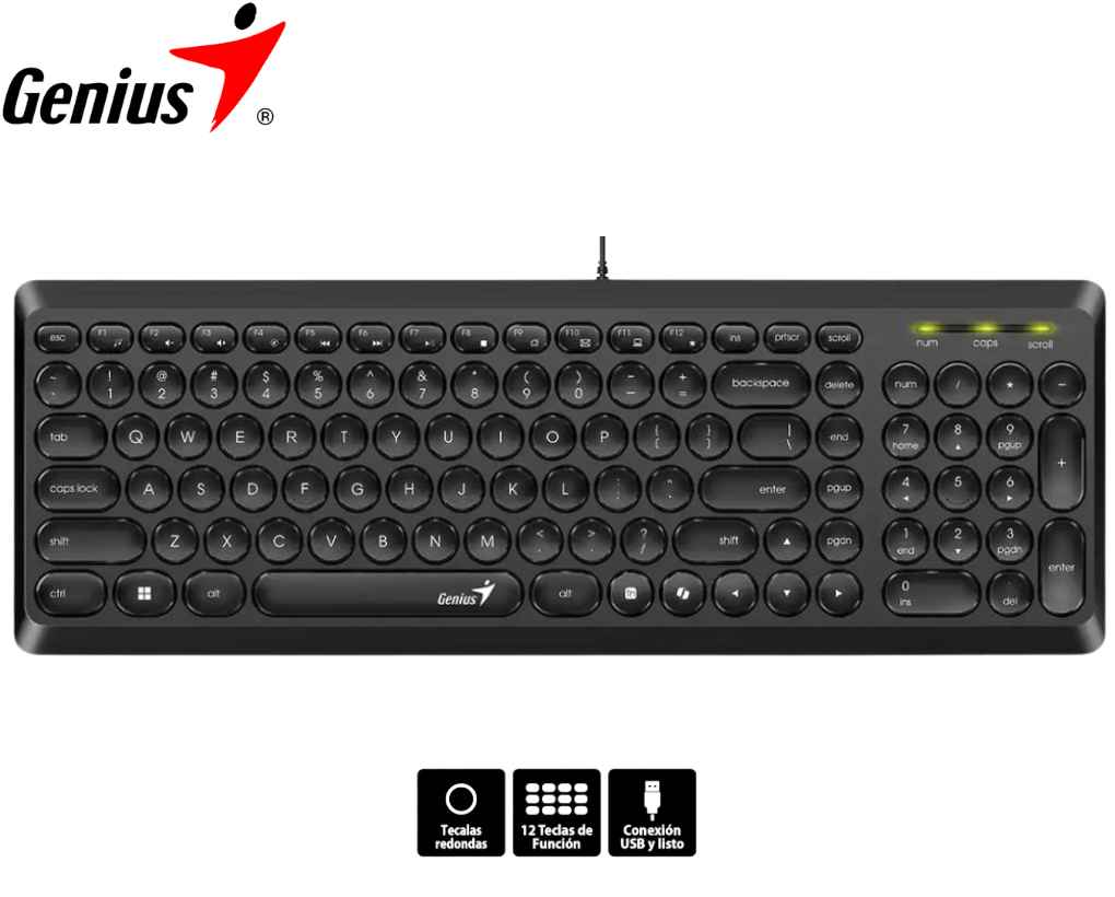 Teclado Genius Slimstar Q200, Usb, Multimedia, Black.