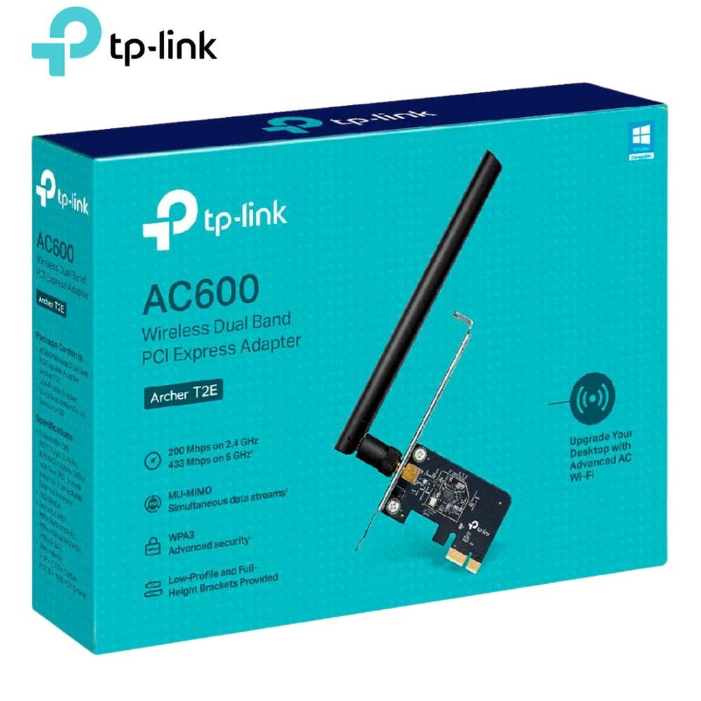 Adaptador Inalámbrico Tp-Link, Archer T2E, Dual Band, WI-FI, AC600, PCIe.