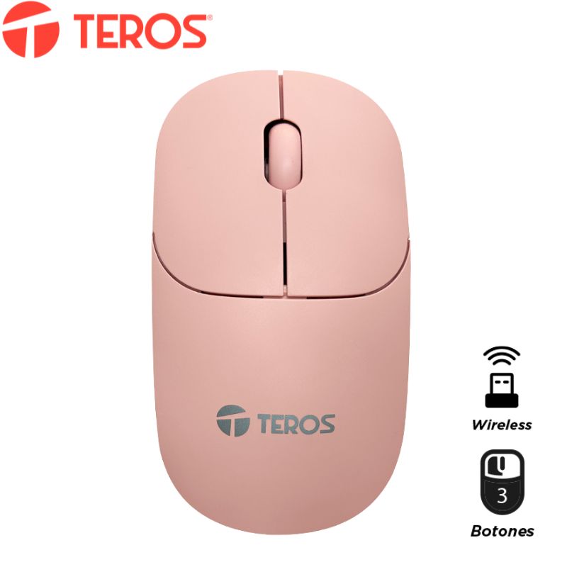 Mouse óptico inalámbrico TEROS TE-1218S, 1000 DPI, receptor USB, 3 botones