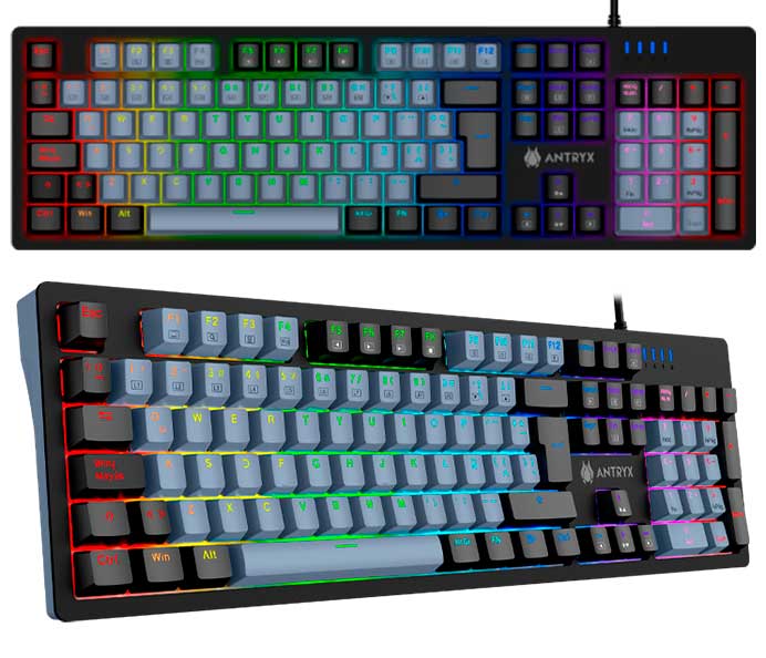 Kit Gaming Teclado Mecánico + Mouse Antryx GC-5500 Black &amp; Grey, Switch Blue.