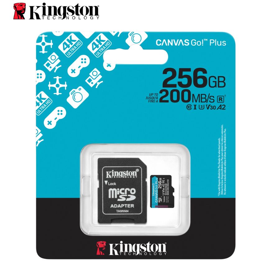 Memoria Flash Micro-SD Kingston Canvas Go! Plus, 256GB, con Adaptador SD, 200Mb/s