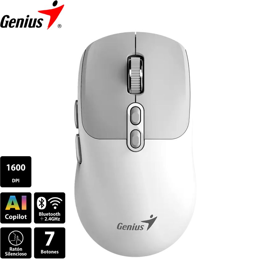 Mouse Genius NX-8080S Wireless/Bluetooth Silent 7 bot. White.
