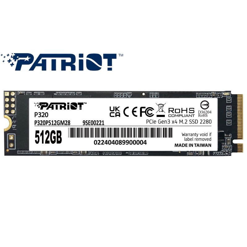 Unidad en Estado Sólido Patriot P320, 512GB, M.2 2280 PCIe. Gen 3 x4 NVMe 1.3