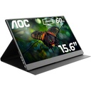 Monitor Portátil AOC 16T20. 15.6”, IPS FHD 1080p, USB-C, Mini HDMI, Altavoces Incorporados.