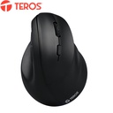Mouse Teros TE-5169N, Inalámbrico Doble Modo: 2.4G+BT, 2400 DPI, Vertical, Negro.