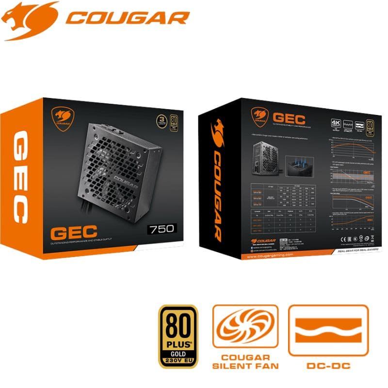 Fuente de Alimentación Cougar GEC 750w, ATX, 80 Plus Gold.