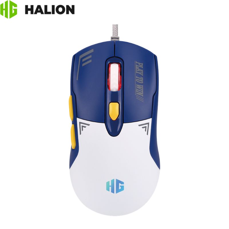 Mouse Gaming Halion Zeus M605, 12000DPI, RGB, 7 Botones, Blanco/Azul.