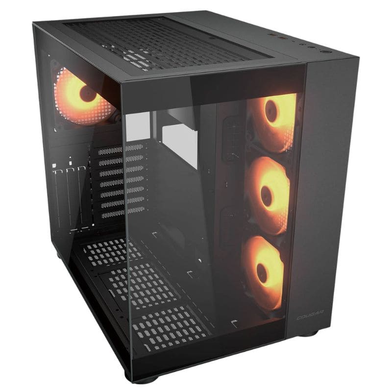 Case Cougar FV150 Black, 04 Cooler RGB, Vidrio templado, Sin Fuente.