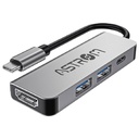 Hub USB-C 4 en 1 Astrom MH 2341, 2Ports USB 3.0, 1Port Type-c, 1Port HDMI.