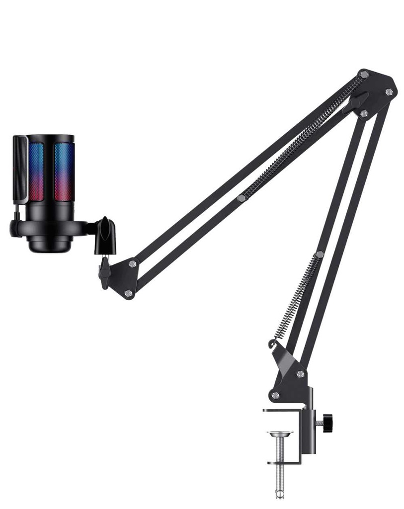 Micrófono con Soporte Havit GK50 PRO, Cardioide, RGB, Black, USB.