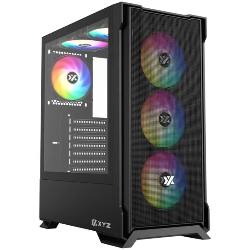 Case XYZ Airone 300-X Mesh, Mid Tower, 6 Fan ARGB, Vidrio Templado, S/Fuente USB 3.0, USB Type-C, Black.