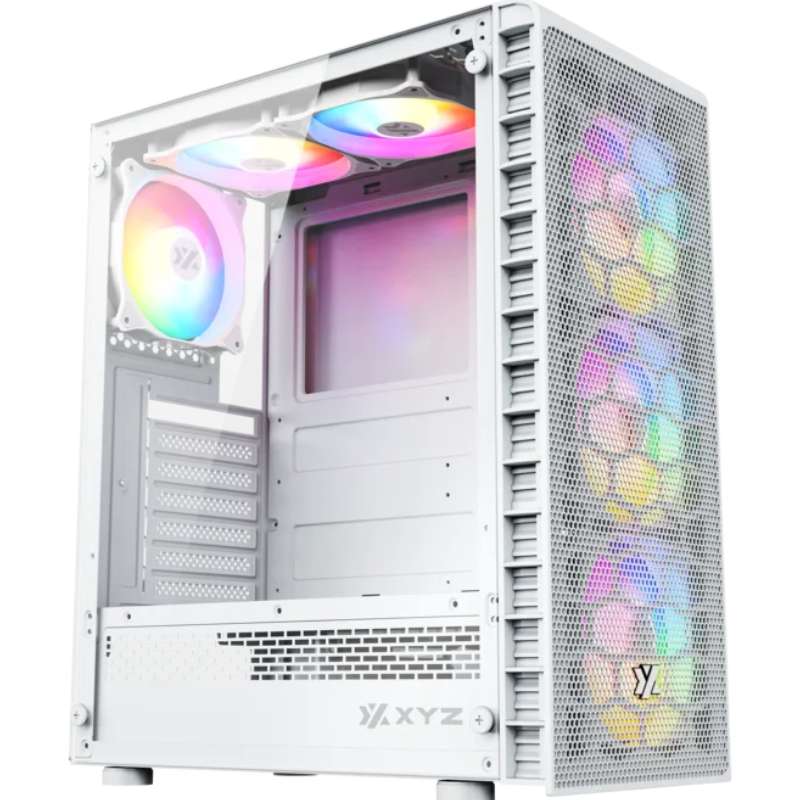Case XYZ Airone 300-X Mesh, Mid Tower, 6 Fan ARGB, Vidrio Templado, S/Fuente USB 3.0, USB Type-C, White.