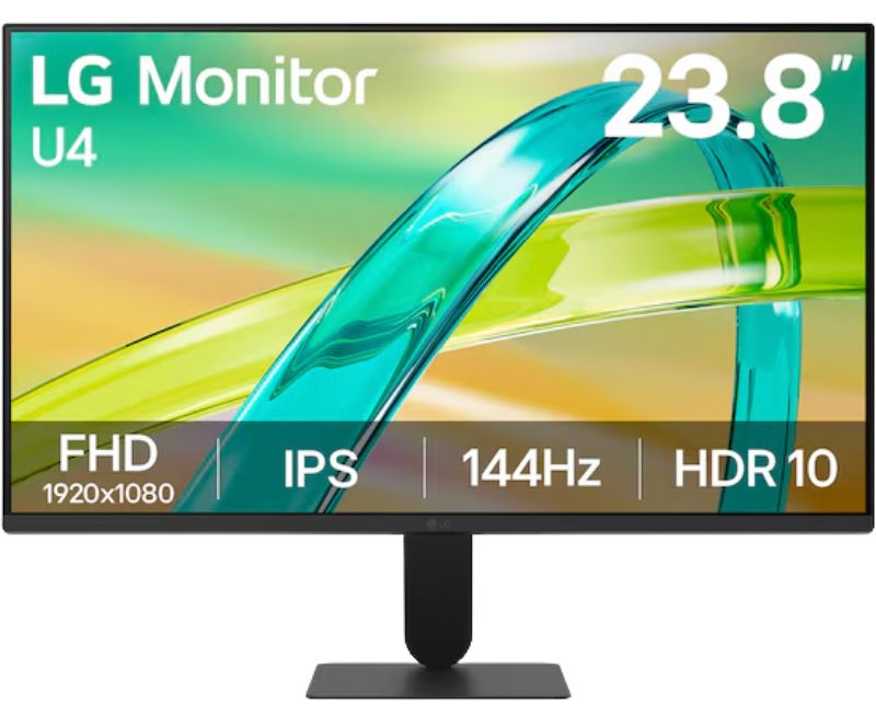 Monitor LG U4 24U411B-B, 23.8", FHD IPS, 144Hz, HDMI, VGA, Earphone-out.