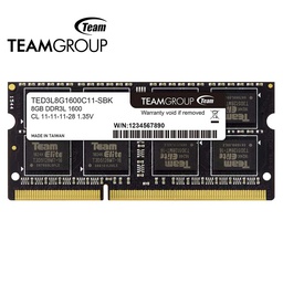 [TED3L8G1600C11-S01] Memoria RAM TeamGroup, 8GB, DDR3L, SODIMM, 1600MHz, CL11-11-11-28, 1.35V