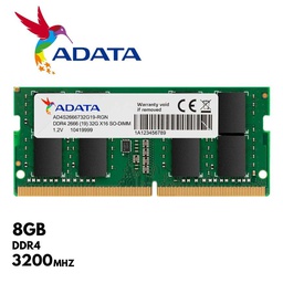 [AD4S32008G22-SGN] Memoria RAM Adata AD4S32008G22-SGN, 8GB, SODIMM, DDR4-3200MHz, CL22, 1.2V.