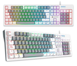 [AMK-CS860LWGBL-SP] Teclado Mecánico Antryx MK860L White &amp; Grey, Switch Blue.