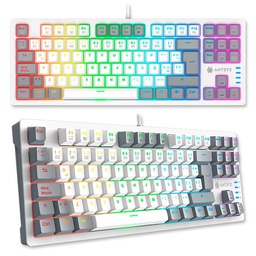 [AMK-CS840LWGBL-SP] Teclado Mecánico TKL Antryx MK840L White &amp; Grey, Switch Blue.