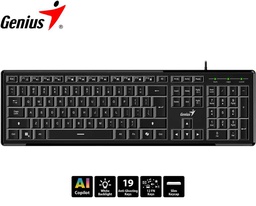 [31310055401] Teclado Genius Slimstar 820, Retroiluminado, AI Copilot,  Usb, Black.