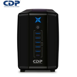 [R-UPR758I] UPS CDP R-UPR758I, 750VA/375w, 8 tomas, 5 Port USB, 1 Tipo C, Autonomía 30min.