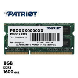 [PSD38G1600L2S] Patriot Signature Line, Memoria RAM SO-DIMM, 8GB DDR3L 1600MHz, (PC3-12800) CL11/1.35V.