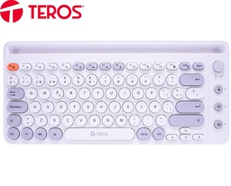 [TE-4070S] Teclado inalámbrico Teros TE-4070S, 2.4 GHz, Bluetooth 3.0 / 5.2, 80 Teclas, Blanco