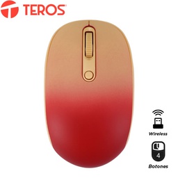 [TE-1223S] Mouse óptico inalámbrico Teros TE-1223S, 800-1200-1600 DPI, receptor USB, 4 botones.