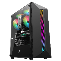 [1S-CA1ST-RB-5] Case Gaming 1ST Player Rainbow RB-5 Black, 03 Cooler RGB, Vidrio templado, Sin Fuente.