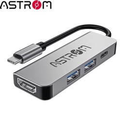 [MH2341] Hub USB-C 4 en 1 Astrom MH 2341, 2Ports USB 3.0, 1Port Type-c, 1Port HDMI.