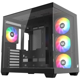 [X-CS-TESSERACTX50-B] Case XYZ Tesseract X 50, Mid Tower, 4 Fan ARGB, Vidrio Templado, S/Fuente USB 3.0, USB Type-C, Black.