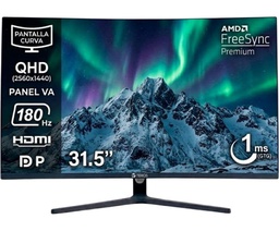 [TE3218G] Monitor curvo gaming TEROS TE-3218G, 31.5" QHD VA, 180Hz, 1ms, HDMI, DP, Audio out